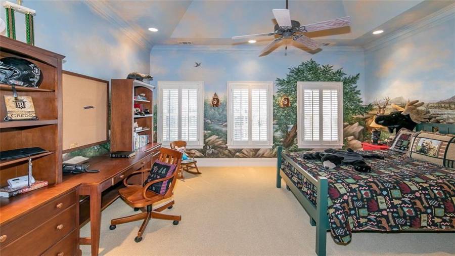 Secondary Bedroom #1 with Custom Mural Work on Second Floor